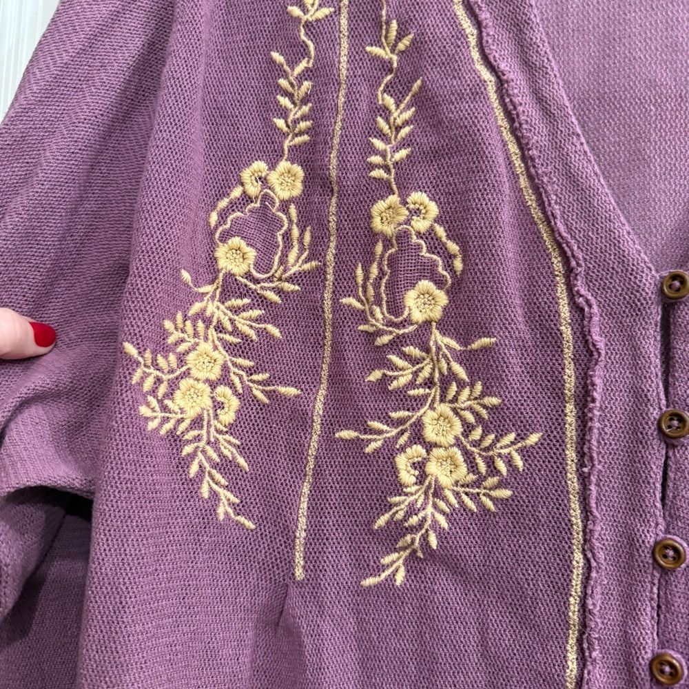 Free People Margie Balloon Sleeve Embroidered Top in Dusty Violet - Picture 6 of 10